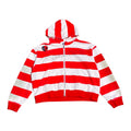 Red and White Striped Team Jesus Zip-Up Jacket