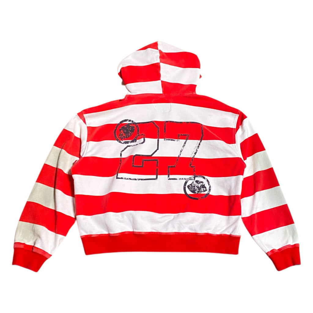 Red and White Striped Team Jesus Zip-Up Jacket