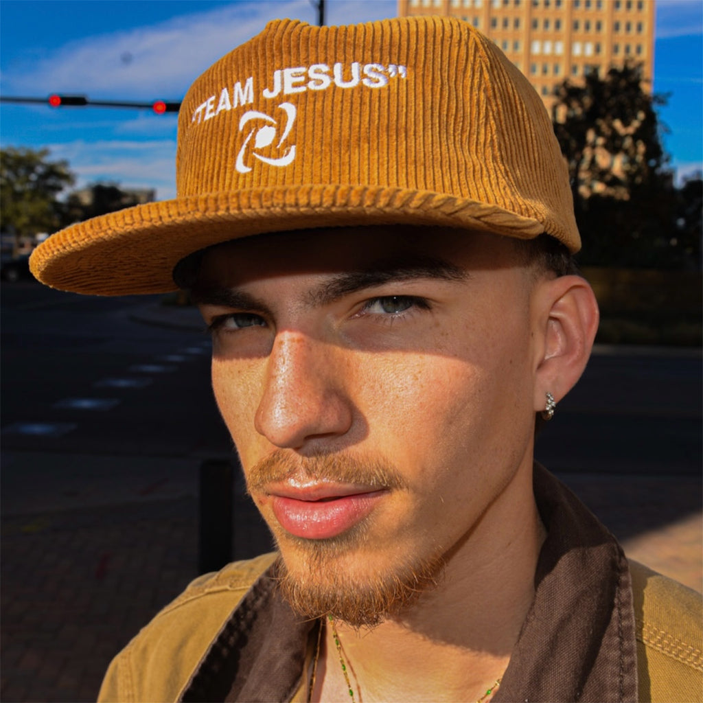 Khaki Team Jesus Corduroy Adjustable Hat