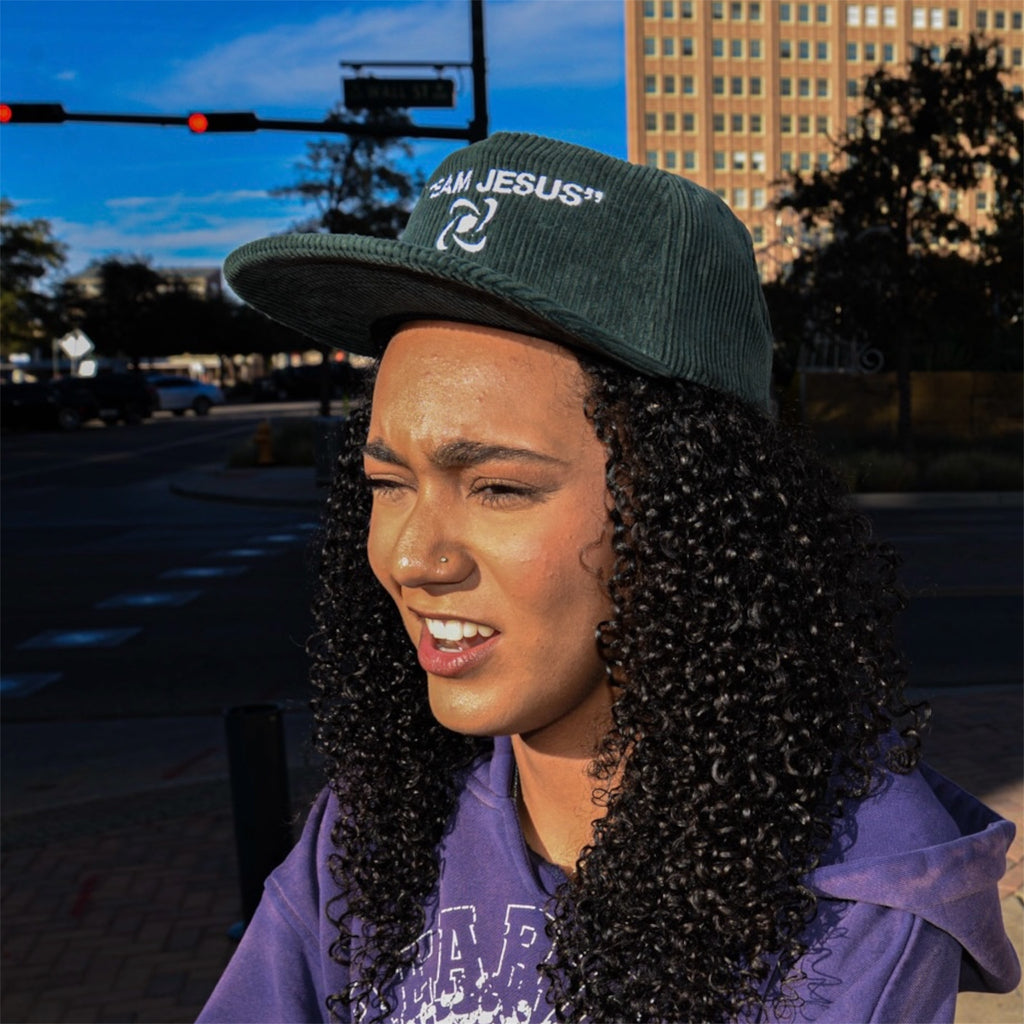 Green Team Jesus Corduroy Adjustable Hat
